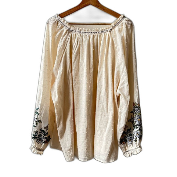 Forgotten Grace Womens Peasant Boho Floral Embroidered Sleeve Relaxed Size XXL - Picture 4 of 6